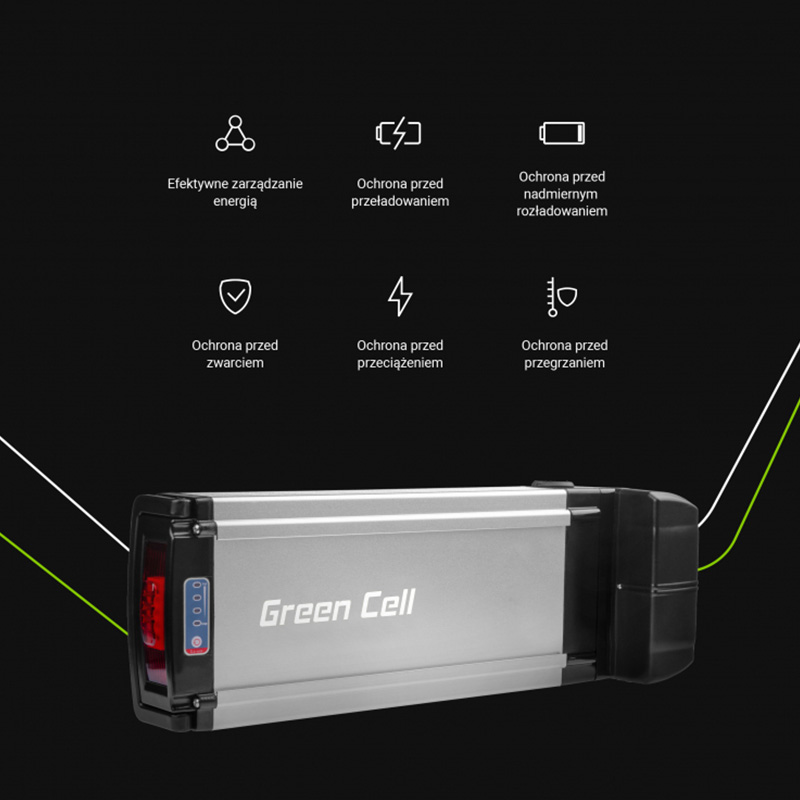 Green Cell - Bateria do roweru elektrycznego E-Bike z ładowarką 36V 12Ah 432Wh Li-Ion RCA