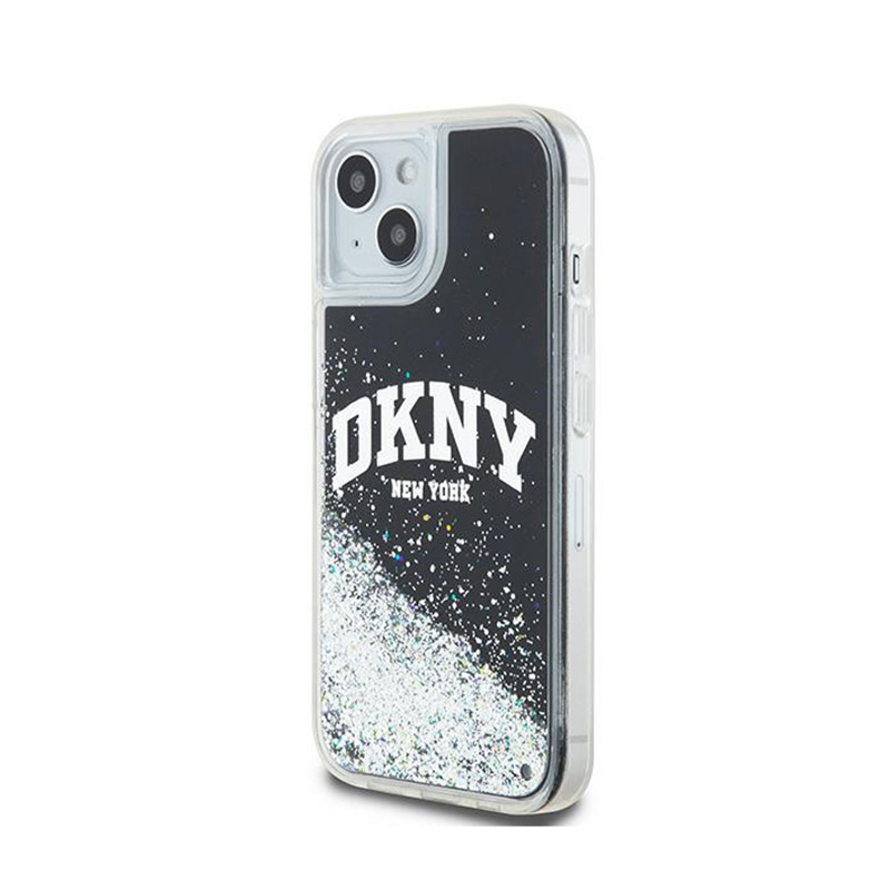 DKNY Liquid Glitter Big Logo - Etui iPhone 15 / 14 / 13 (czarny)