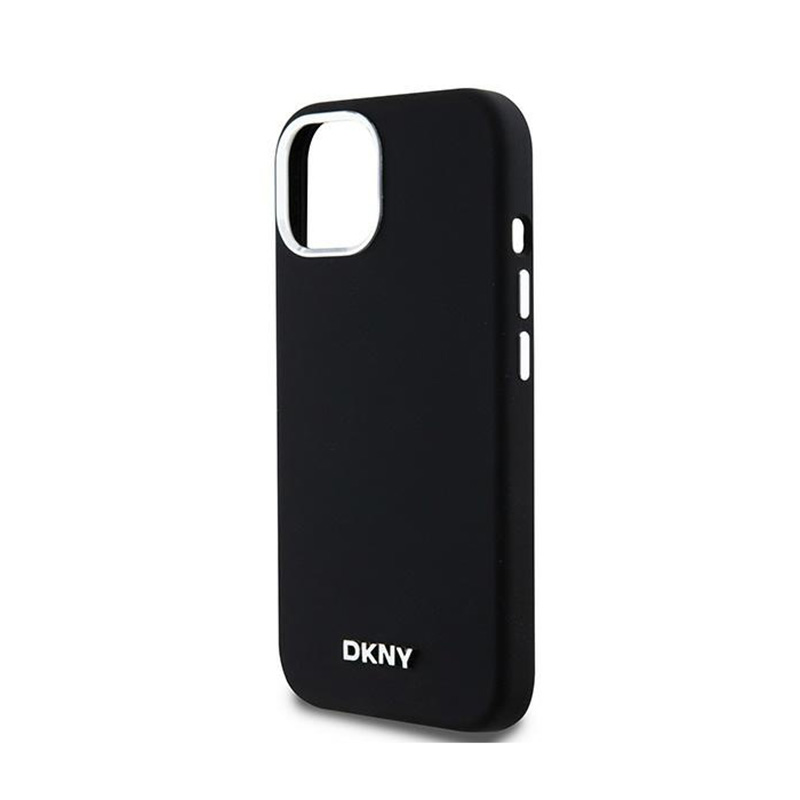 DKNY Liquid Silicone Small Metal Logo MagSafe - Etui iPhone 15 / 14 / 13 (czarny)