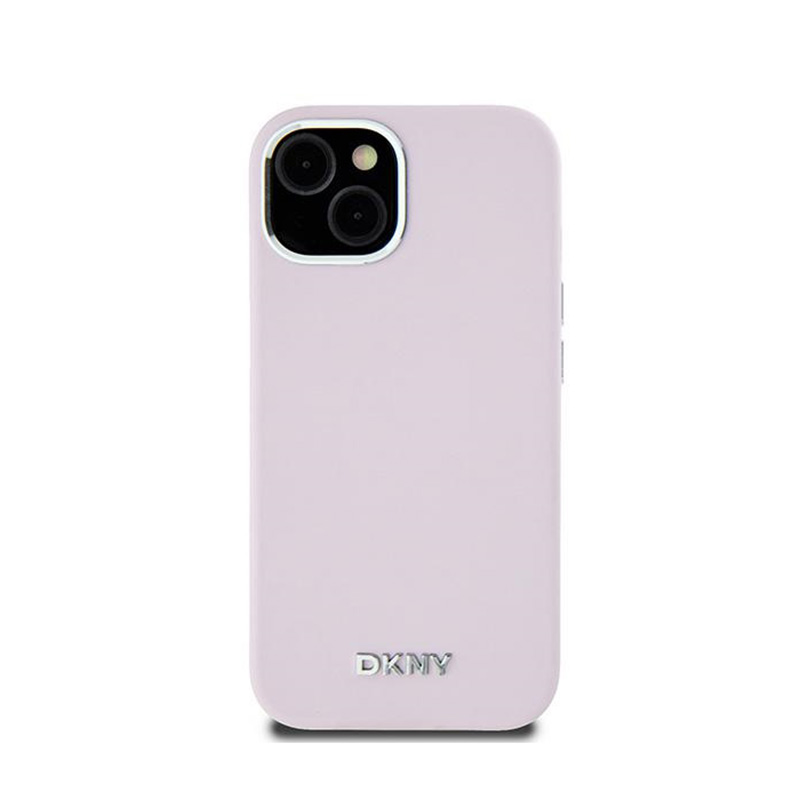 DKNY Liquid Silicone Small Metal Logo MagSafe - Etui iPhone 15 / 14 / 13 (różowy)