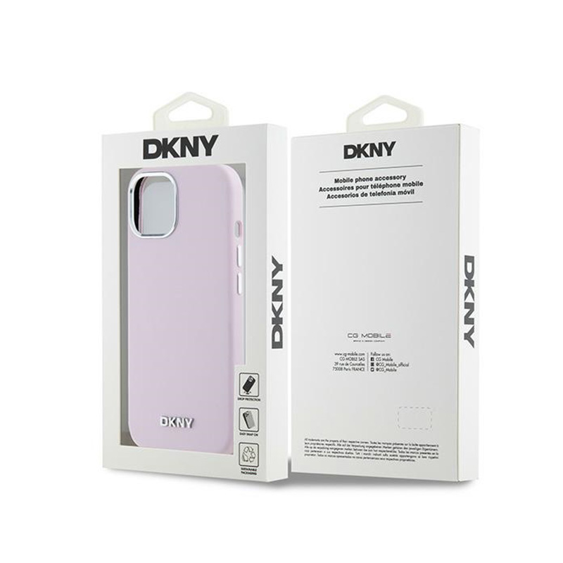 DKNY Liquid Silicone Small Metal Logo MagSafe - Etui iPhone 15 / 14 / 13 (różowy)