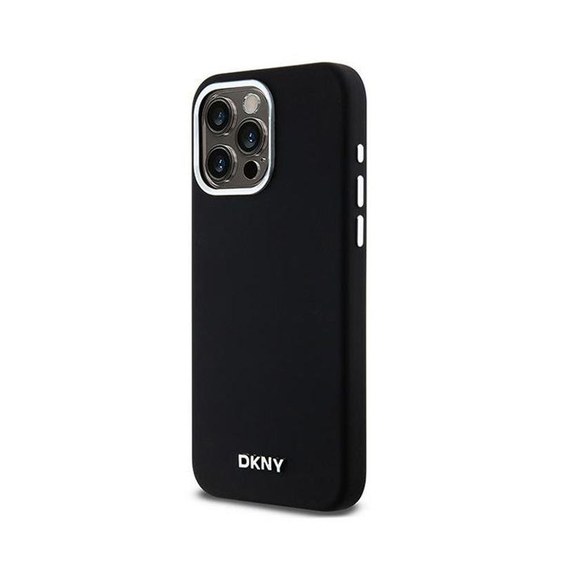 DKNY Liquid Silicone Small Metal Logo MagSafe - Etui iPhone 15 Pro Max (czarny)