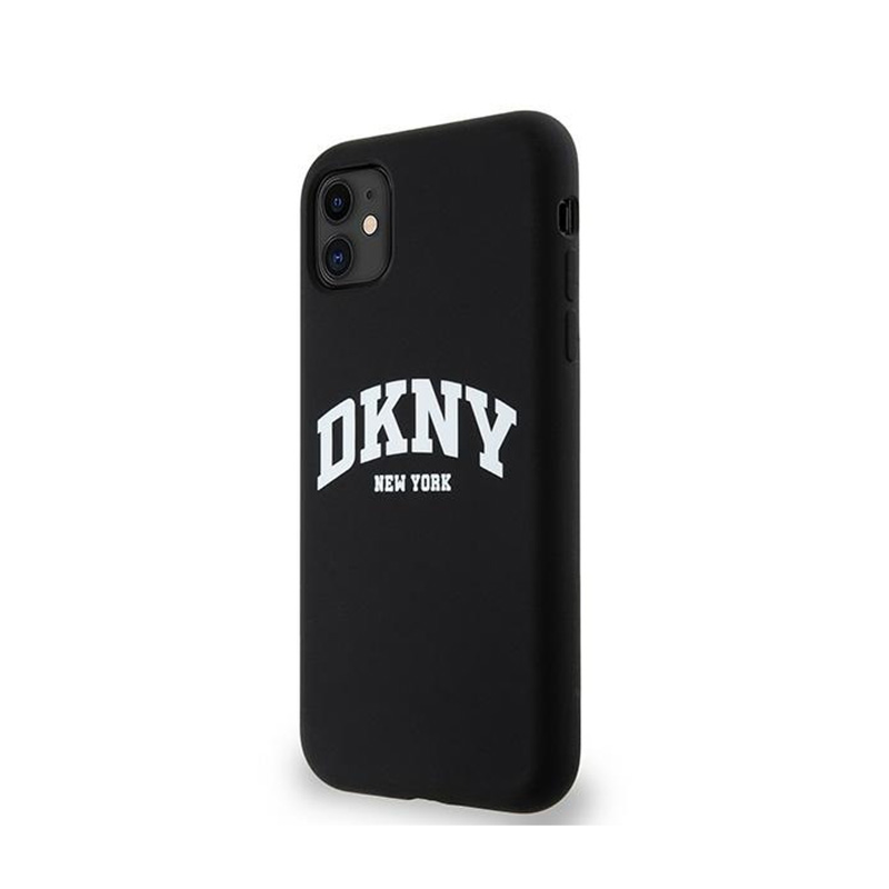 DKNY Liquid Silicone White Printed Logo MagSafe - Etui iPhone 11 (czarny)