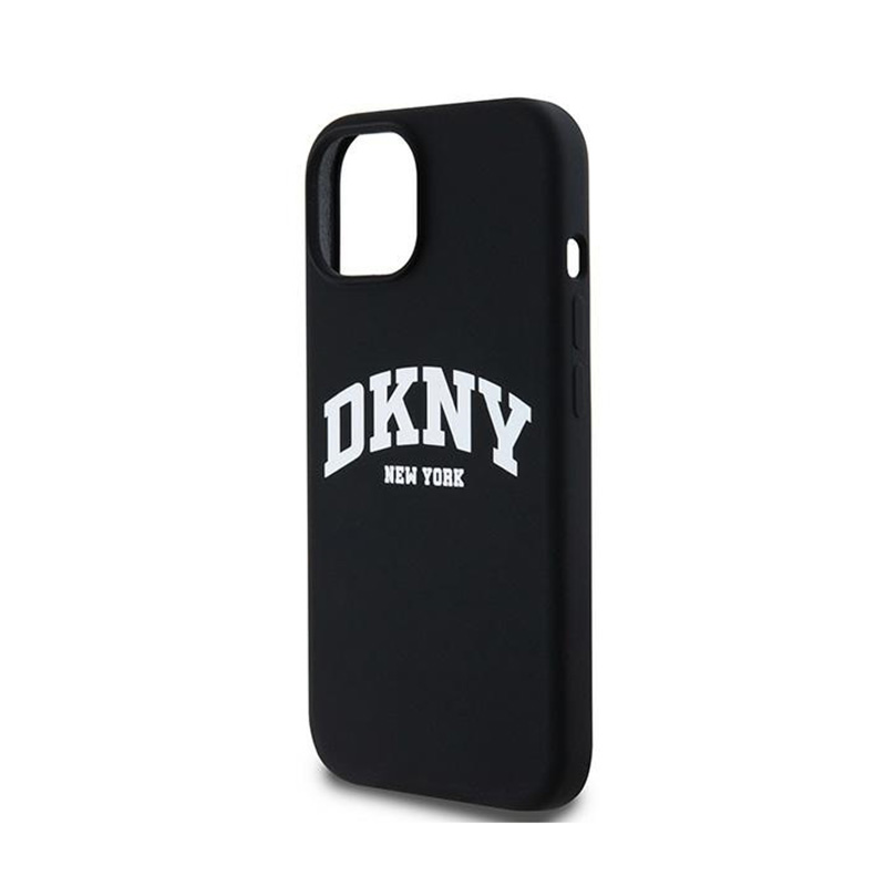 DKNY Liquid Silicone White Printed Logo MagSafe - Etui iPhone 11 (czarny)