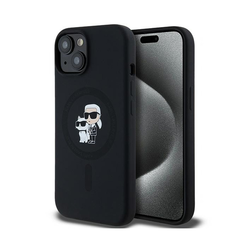 Karl Lagerfeld Silicone Karl & Choupette MagSafe - Etui iPhone 15 Plus / 14 Plus (czarny)