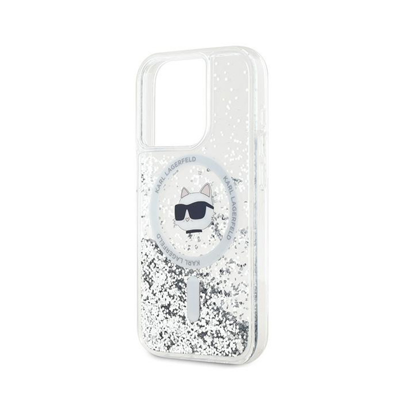 Karl Lagerfeld Liquid Glitter Choupette Head MagSafe - Etui iPhone 14 Pro (przezroczysty)