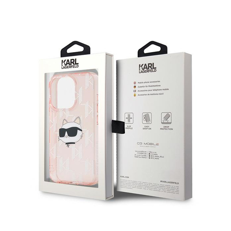 Karl Lagerfeld IML Choupette Head & Monogram - Etui iPhone 15 Pro (różowy)