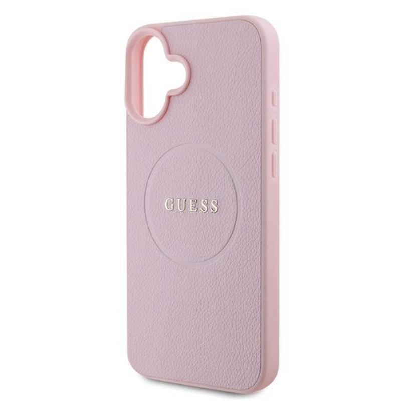 Guess Grained Ring MagSafe - Etui iPhone 16 Plus (różowy)