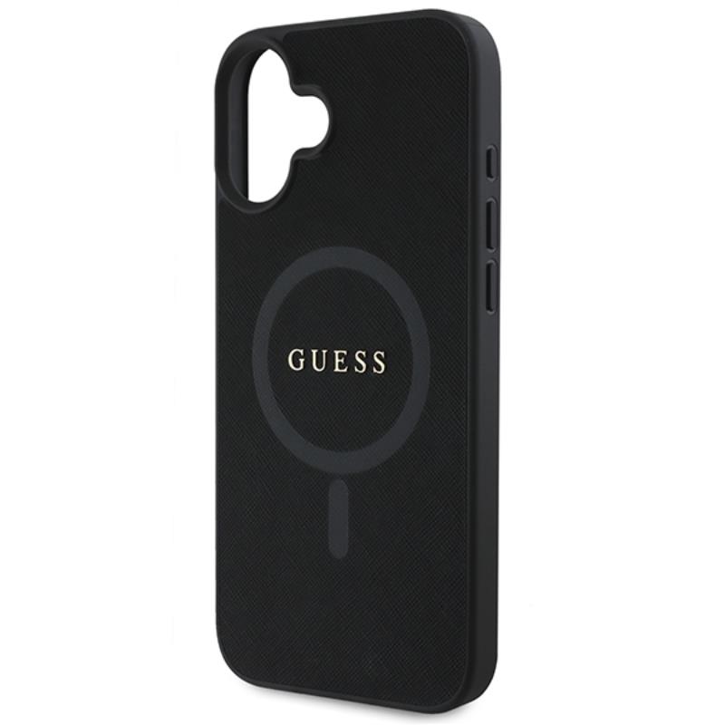 Guess Saffiano Classic Logo MagSafe - Etui iPhone 16 Plus (czarny)