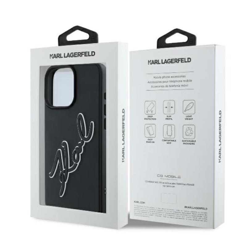 Karl Lagerfeld 3D Rubber Bicolor Signature - Etui iPhone 16 Pro (czarny)