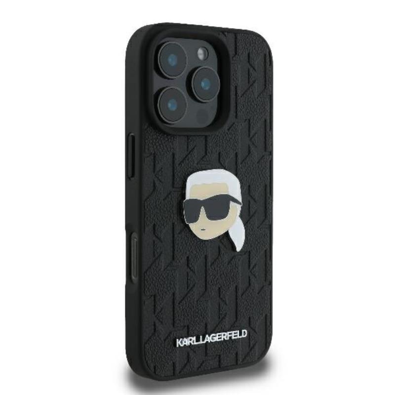 Karl Lagerfeld Monogram Karl Head Pin - Etui iPhone 16 Pro (czarny)