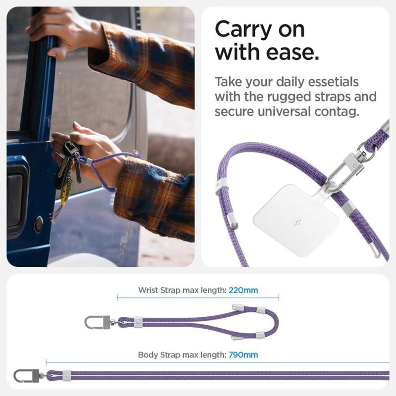 Spigen Universal Strap Set Crossbody & Wrist - Pasek do telefonu na ramię + na nadgarstek (Deep Purple)