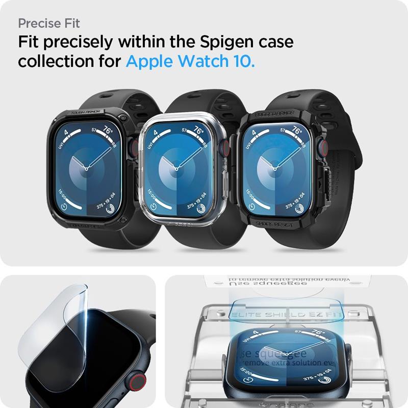 Spigen Elite Shield EZ Fit 2-Pack - Szkło hybrydowe do Apple Watch 10 42 mm (Przezroczysty)