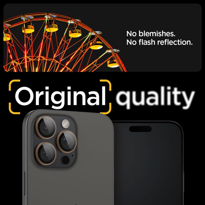 Spigen Optik Pro GLAS.TR EZ Fit Camera Protector 2-Pack - Szkło ochronne na obiektyw do iPhone 16 Pro / 16 Pro Max (2 szt) (Desert Titanium)