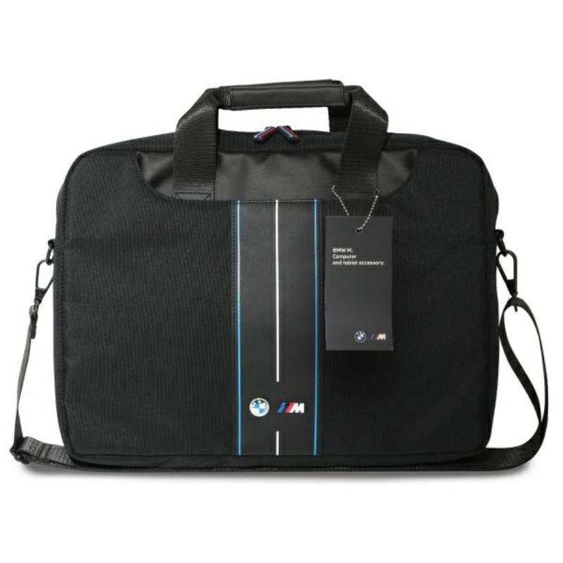 BMW Nylon Blue Stripe - Torba na notebooka 16" (czarny)