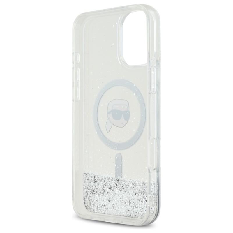 Karl Lagerfeld Liquid Glitter Karl Head MagSafe - Etui iPhone 16 Plus (przezroczysty)