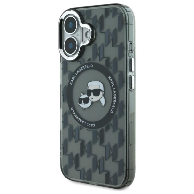 Karl Lagerfeld IML Monogram Karl & Choupette Head MagSafe - Etui iPhone 16 (czarny)