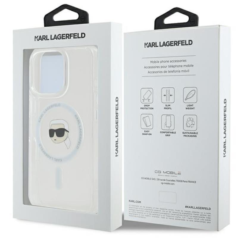 Karl Lagerfeld IML Metal Karl Head MagSafe - Etui iPhone 16 Pro Max (biały)