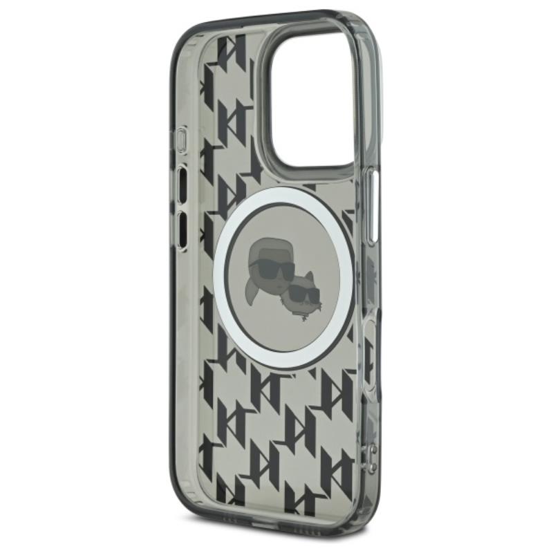 Karl Lagerfeld IML Monogram Karl & Choupette Head MagSafe - Etui iPhone 16 Pro Max (czarny)