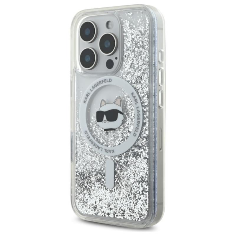 Karl Lagerfeld Liquid Glitter Choupette Head MagSafe - Etui iPhone 16 Pro Max (przezroczysty)