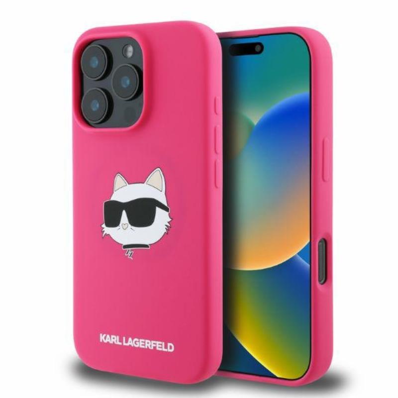 Karl Lagerfeld Silicone Choupette Head Print MagSafe - Etui iPhone 16 Pro Max (fuksja)