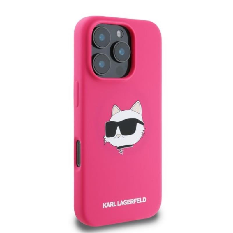 Karl Lagerfeld Silicone Choupette Head Print MagSafe - Etui iPhone 16 Pro Max (fuksja)