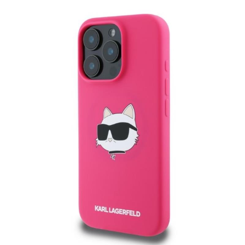 Karl Lagerfeld Silicone Choupette Head Print MagSafe - Etui iPhone 16 Pro Max (fuksja)