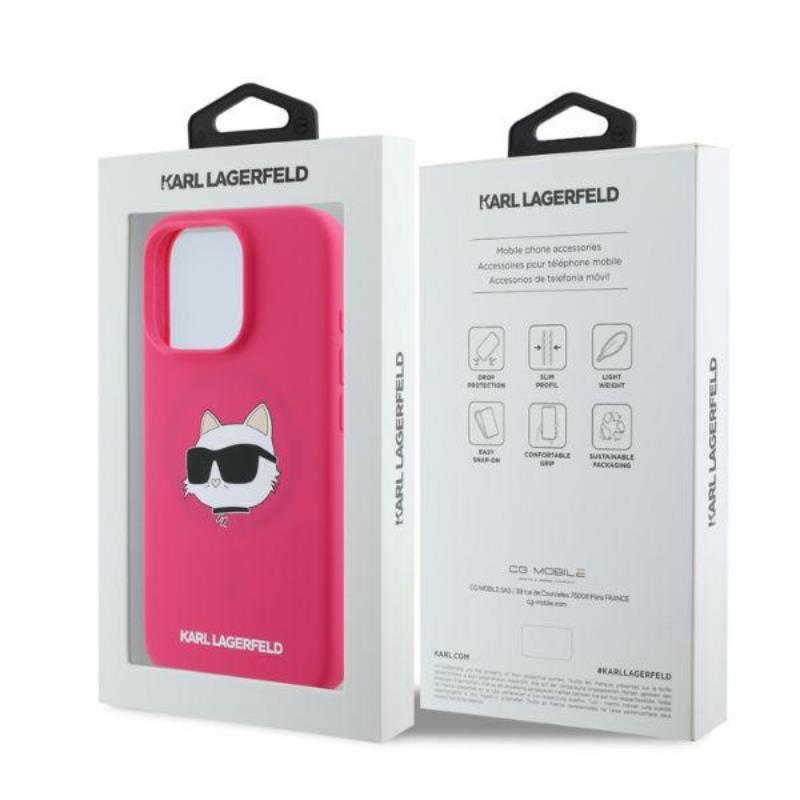 Karl Lagerfeld Silicone Choupette Head Print MagSafe - Etui iPhone 16 Pro Max (fuksja)