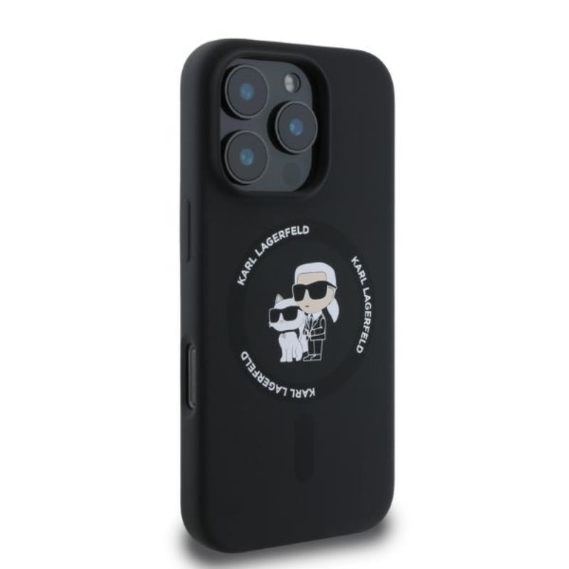 Karl Lagerfeld Silicone Karl & Choupette Ring MagSafe - Etui iPhone 16 Pro Max (czarny)