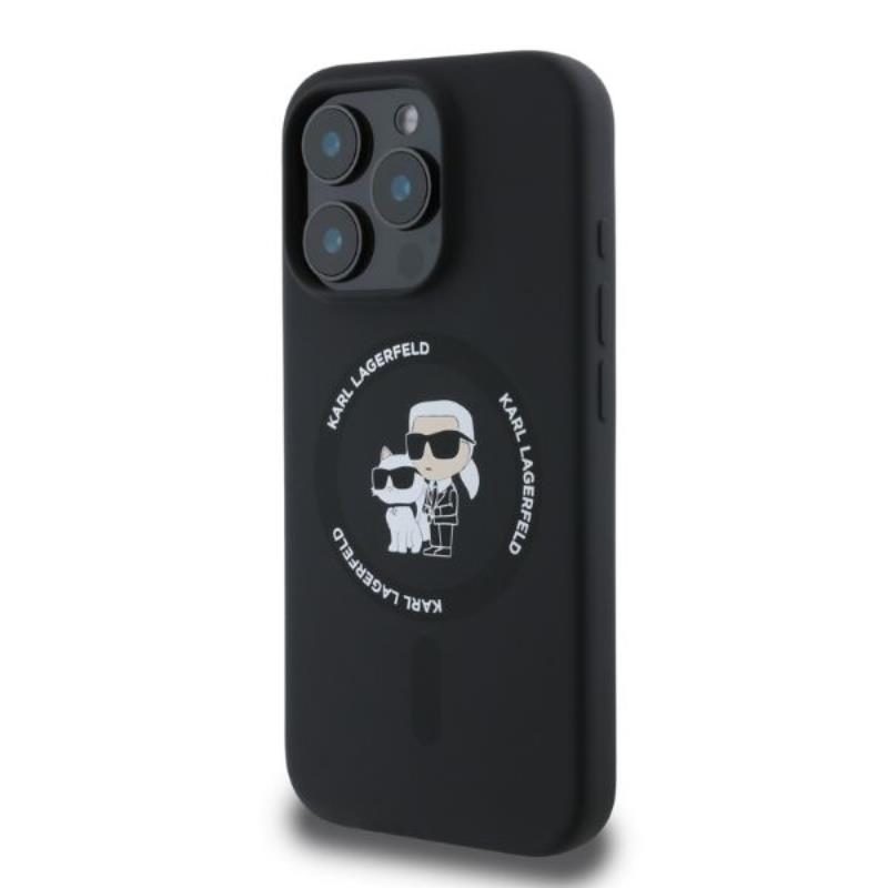 Karl Lagerfeld Silicone Karl & Choupette Ring MagSafe - Etui iPhone 16 Pro Max (czarny)