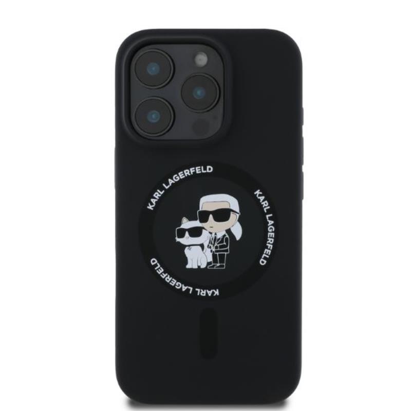 Karl Lagerfeld Silicone Karl & Choupette Ring MagSafe - Etui iPhone 16 Pro Max (czarny)