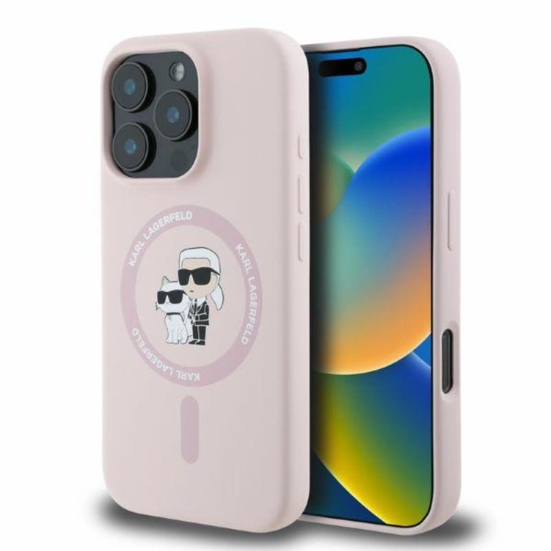 Karl Lagerfeld Silicone Karl & Choupette Ring MagSafe - Etui iPhone 16 Pro Max (różowy)