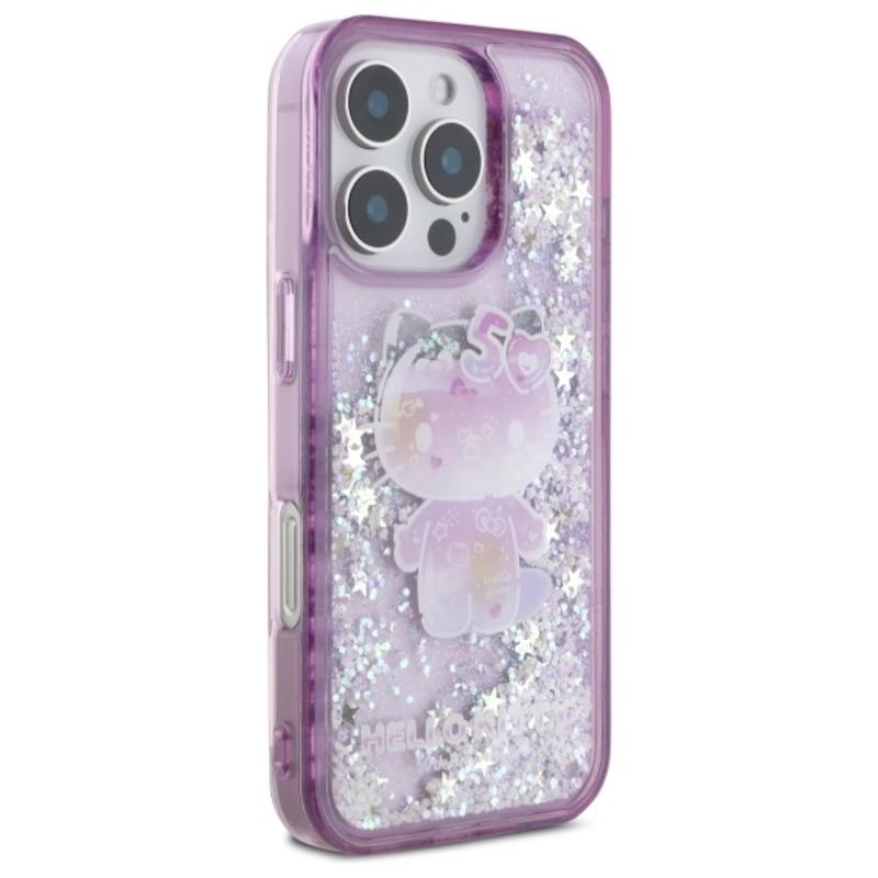 Hello Kitty Liquid Glitter 50TH Anniversary Party - Etui iPhone 16 Pro (fioletowy)