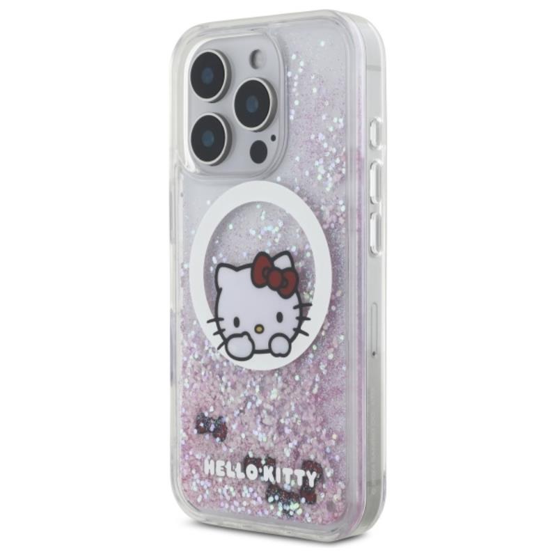 Hello Kitty Liquid Glitter Sweet Kitty Bows MagSafe - Etui iPhone 16 Pro (biały)