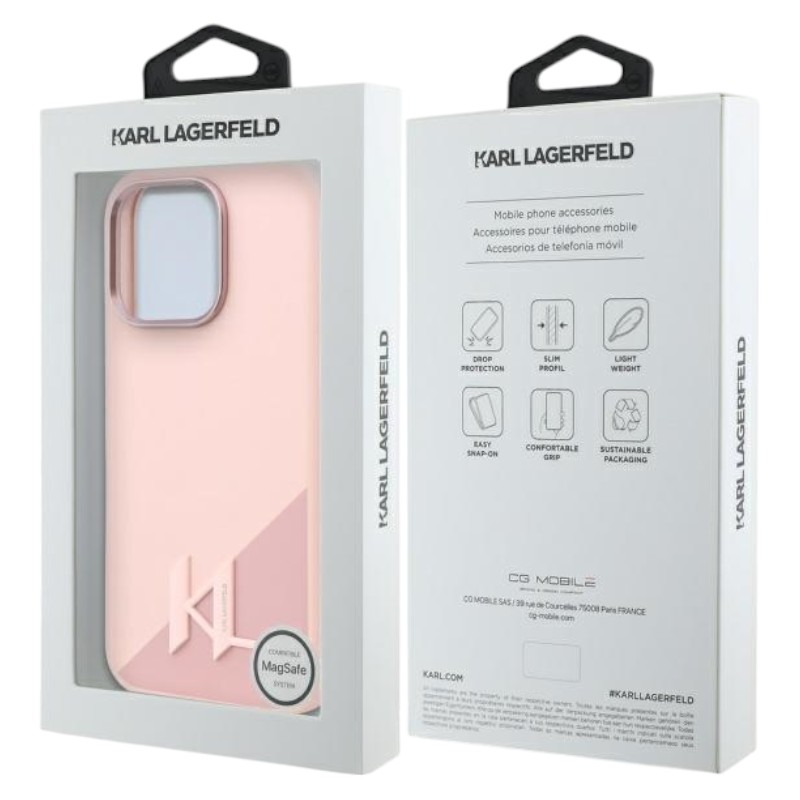 Karl Lagerfeld Silicone Shadow Metal Initial MagSafe - Etui iPhone 16 Pro Max (różowy)