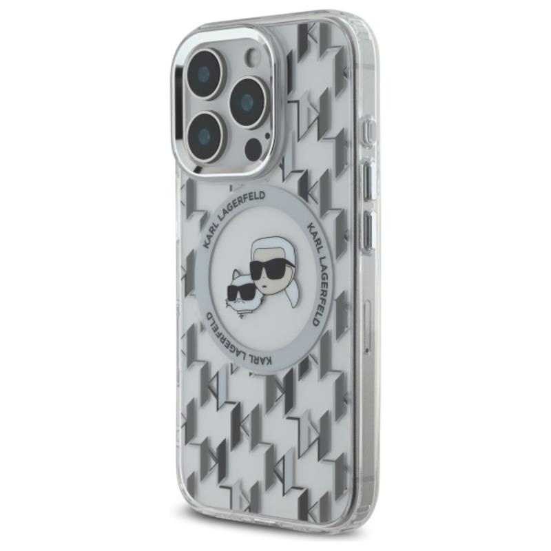 Karl Lagerfeld IML Monogram Karl & Choupette Head MagSafe - Etui iPhone 16 Pro (przezroczysty)