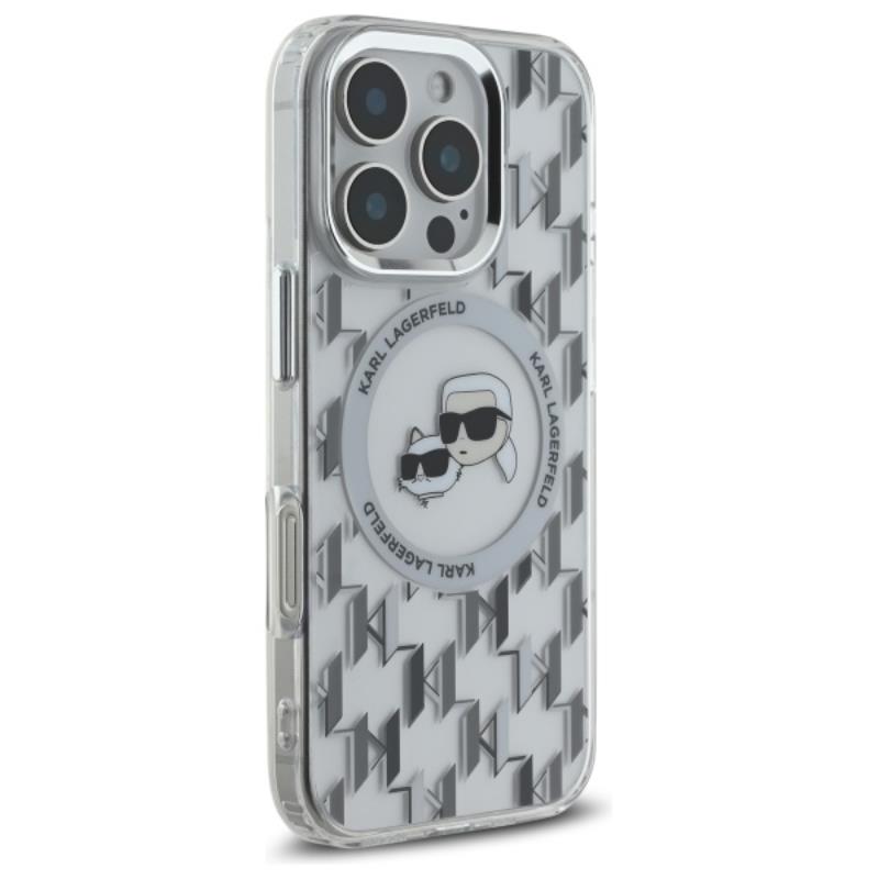 Karl Lagerfeld IML Monogram Karl & Choupette Head MagSafe - Etui iPhone 16 Pro (przezroczysty)