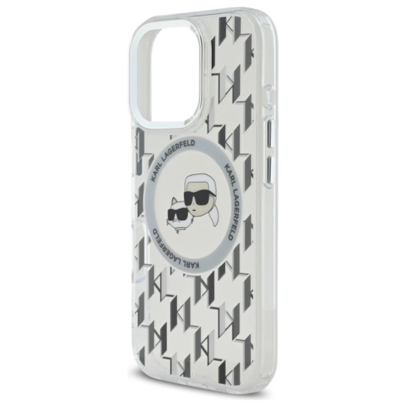 Karl Lagerfeld IML Monogram Karl & Choupette Head MagSafe - Etui iPhone 16 Pro (przezroczysty)