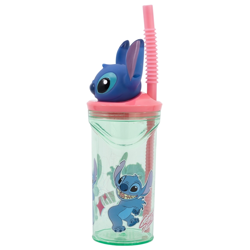 Disney Stitch - Kubek ze słomką i figurką 3D z kolekcji Flowers 360 ml