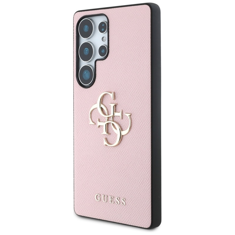 Guess Grained Big 4G Logo Small Classic Logo - Etui do Samsung Galaxy S25 Ultra (różowy)