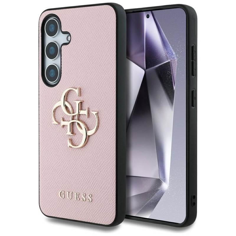 Guess Grained Big 4G Logo Small Classic Logo - Etui do Samsung Galaxy S25+ (różowy)
