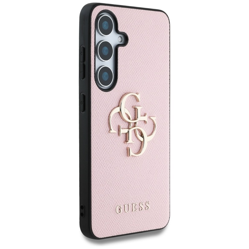 Guess Grained Big 4G Logo Small Classic Logo - Etui do Samsung Galaxy S25+ (różowy)