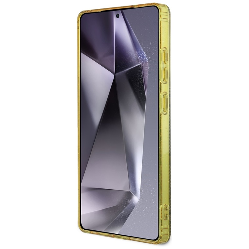 Guess 4G Glitter Triangle Buttons MagSafe - Etui do Samsung Galaxy S25 Ultra (brązowy)