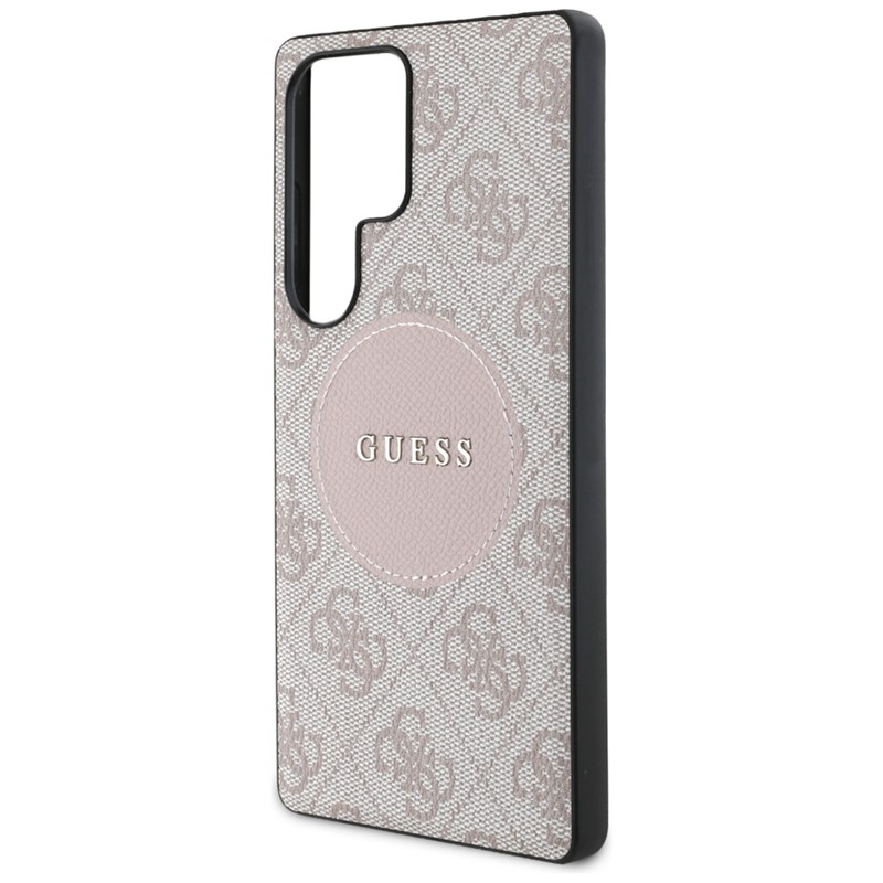 Guess 4G Round Patch Classic Logo MagSafe - Etui do Samsung Galaxy S25 Ultra (różowy)