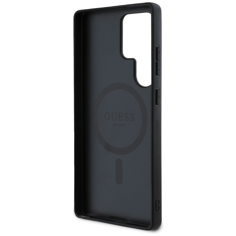 Guess 4G Round Patch Classic Logo MagSafe - Etui do Samsung Galaxy S25 Ultra (brązowy)