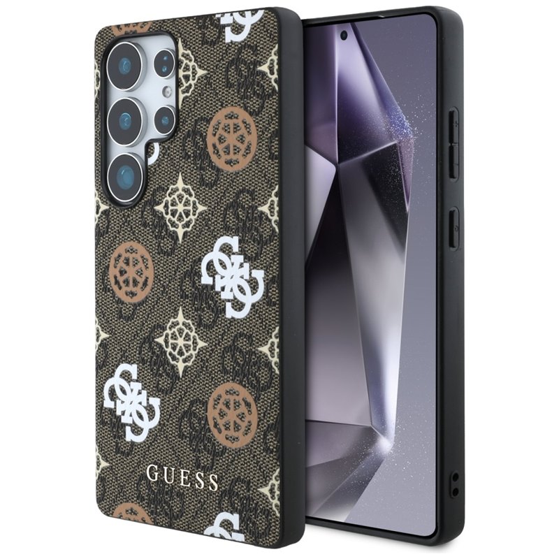 Guess 4G Printed Colored Peony Pattern MagSafe - Etui do Samsung Galaxy S25 Ultra (brązowy)