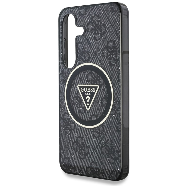 Guess 4G Glitter Triangle Buttons MagSafe - Etui do Samsung Galaxy S25+ (czarny)