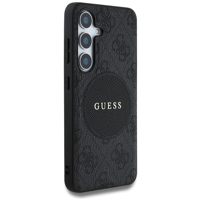 Guess 4G Round Patch Classic Logo MagSafe - Etui do Samsung Galaxy S25+ (czarny)