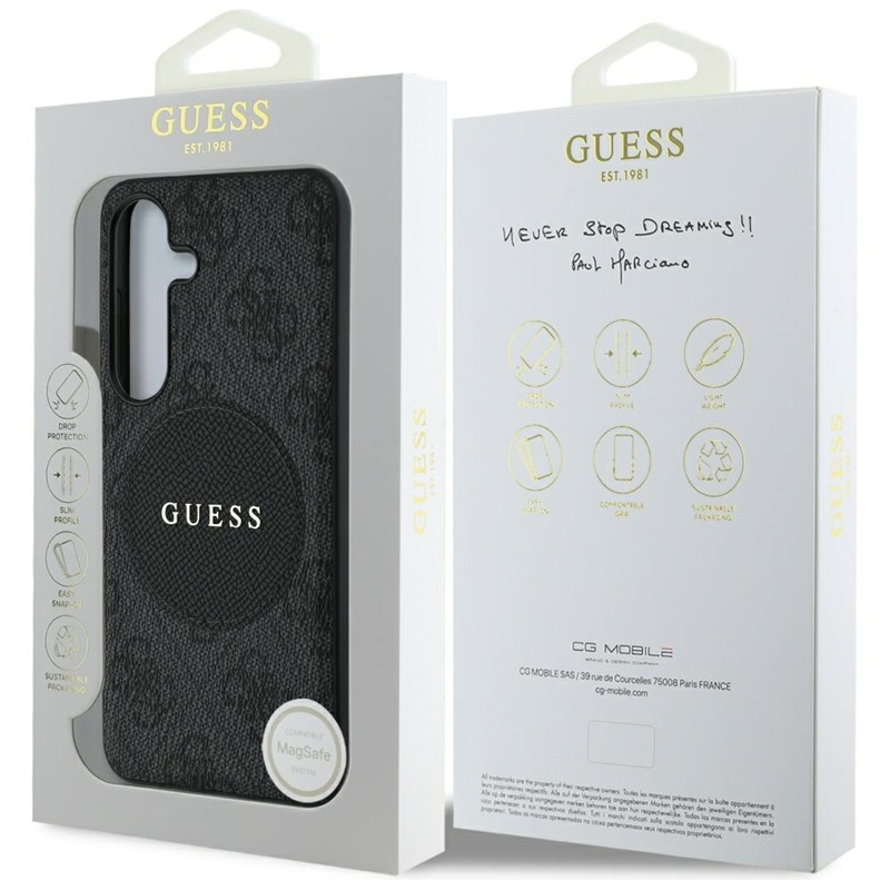 Guess 4G Round Patch Classic Logo MagSafe - Etui do Samsung Galaxy S25+ (czarny)