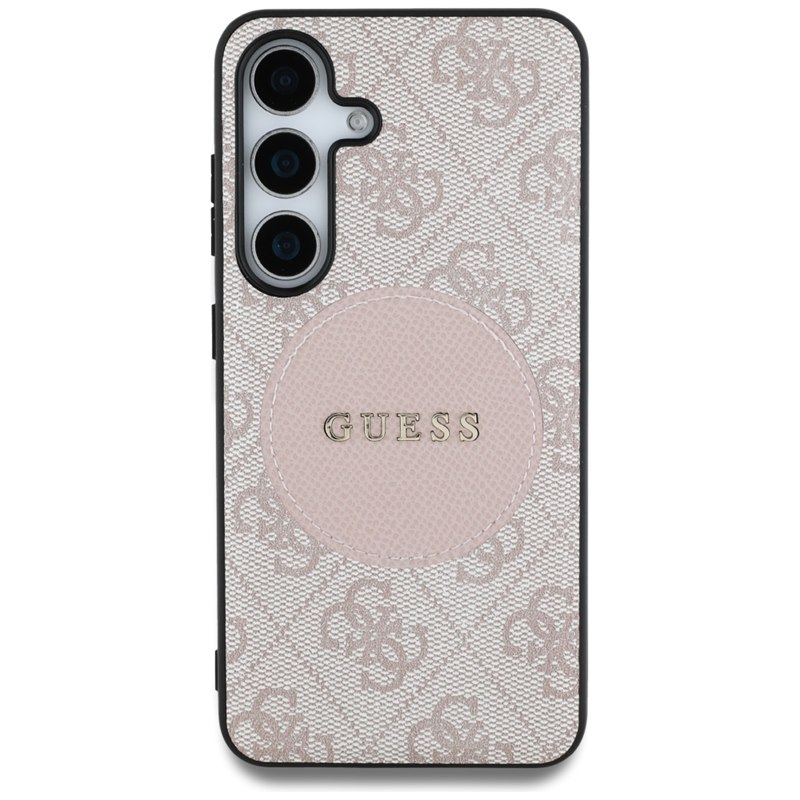 Guess 4G Round Patch Classic Logo MagSafe - Etui do Samsung Galaxy S25 (różowy)